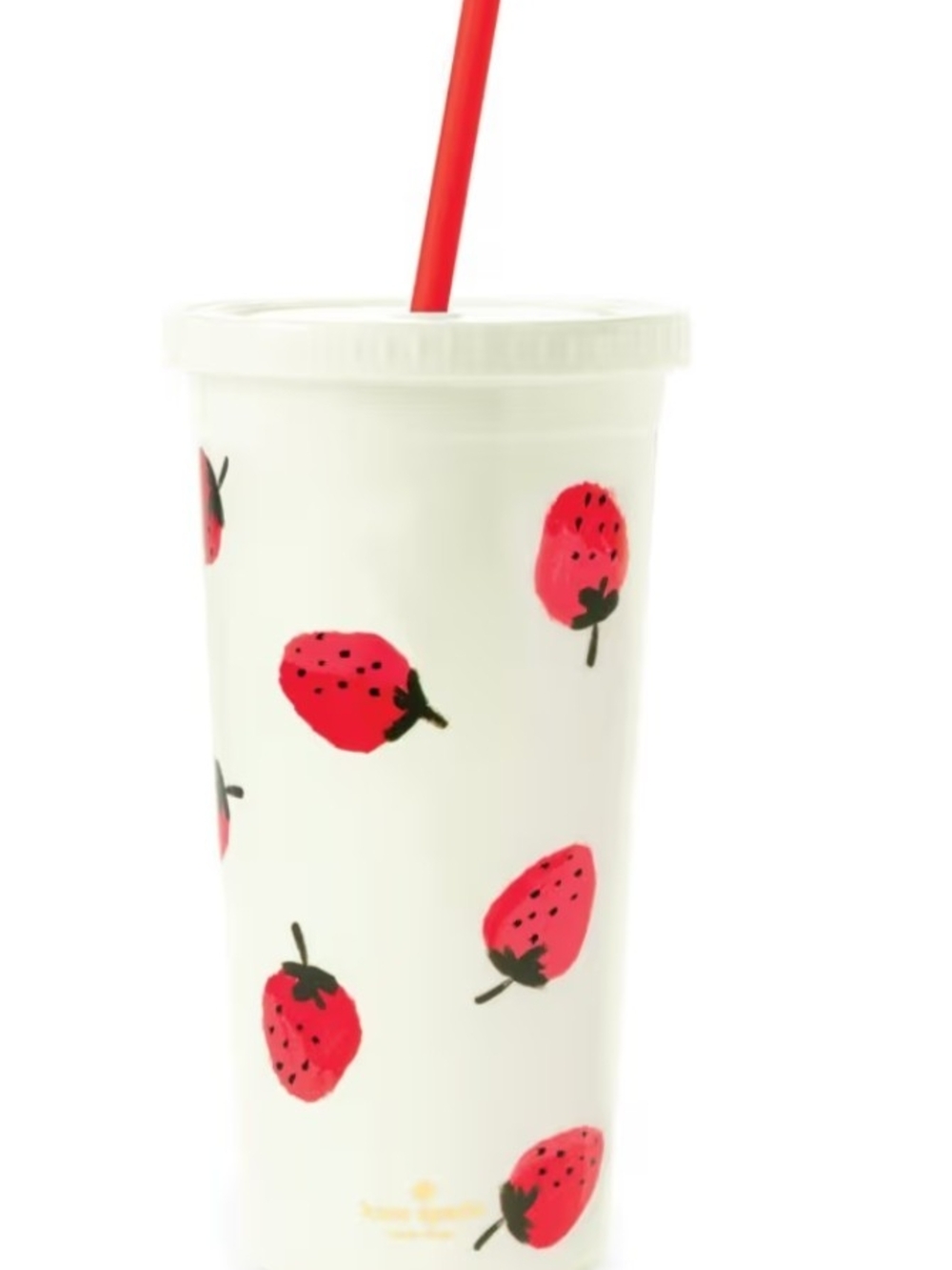 kate spade White Strawberry Print Tumbler with Red Straw